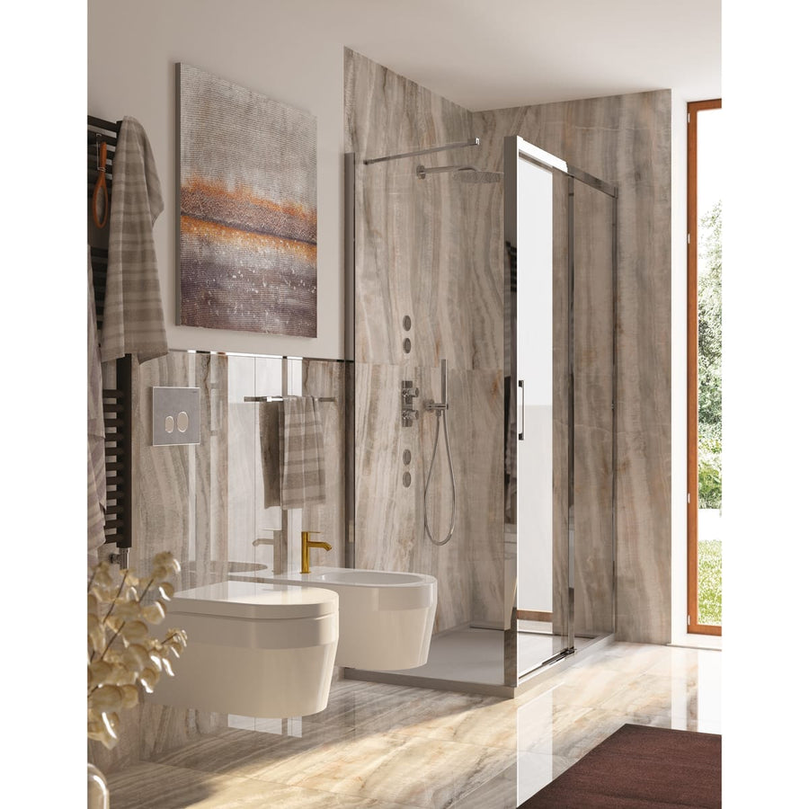 Bricocenter SLIDING DOOR REMIX SENSEA L 120 H 195 CM CLEAR GLASS 8 MM CHROME