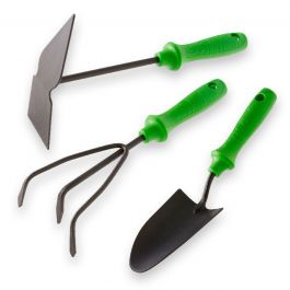 SET OF THREE SMALL GEOLIA TOOLS IN STEEL AND PLASTIC HANDLE