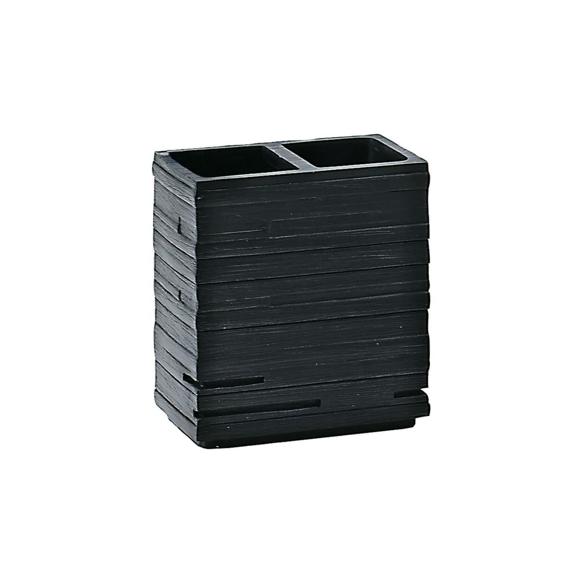 BLACK RESIN SQUARE TOOTHBRUSH HOLDER