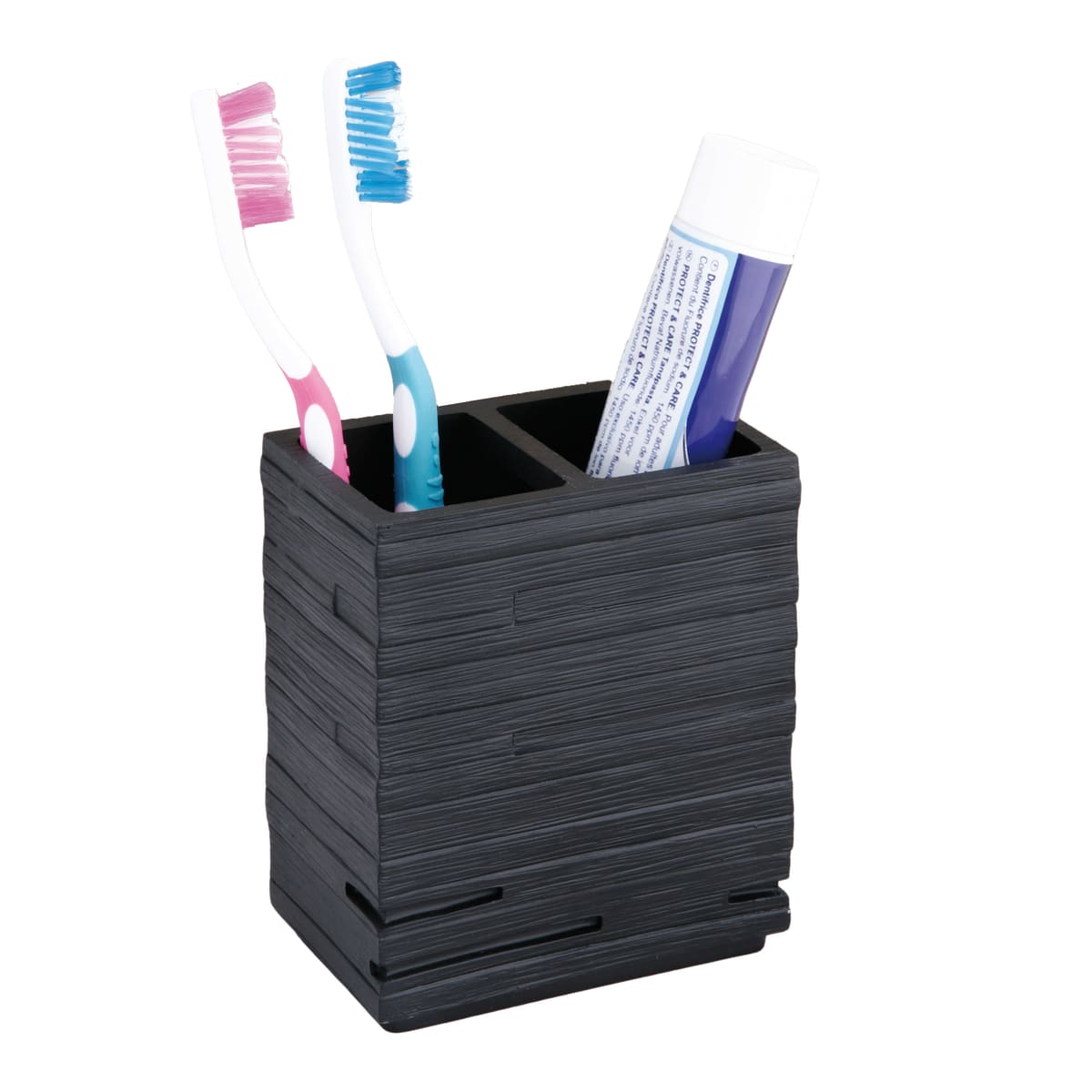 BLACK RESIN SQUARE TOOTHBRUSH HOLDER