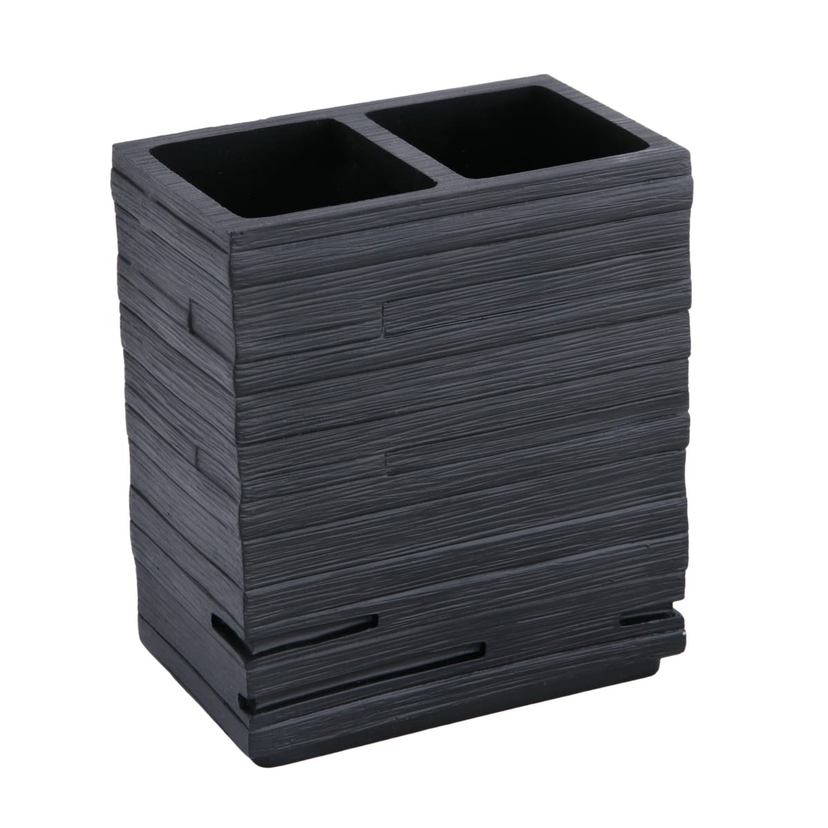 BLACK RESIN SQUARE TOOTHBRUSH HOLDER