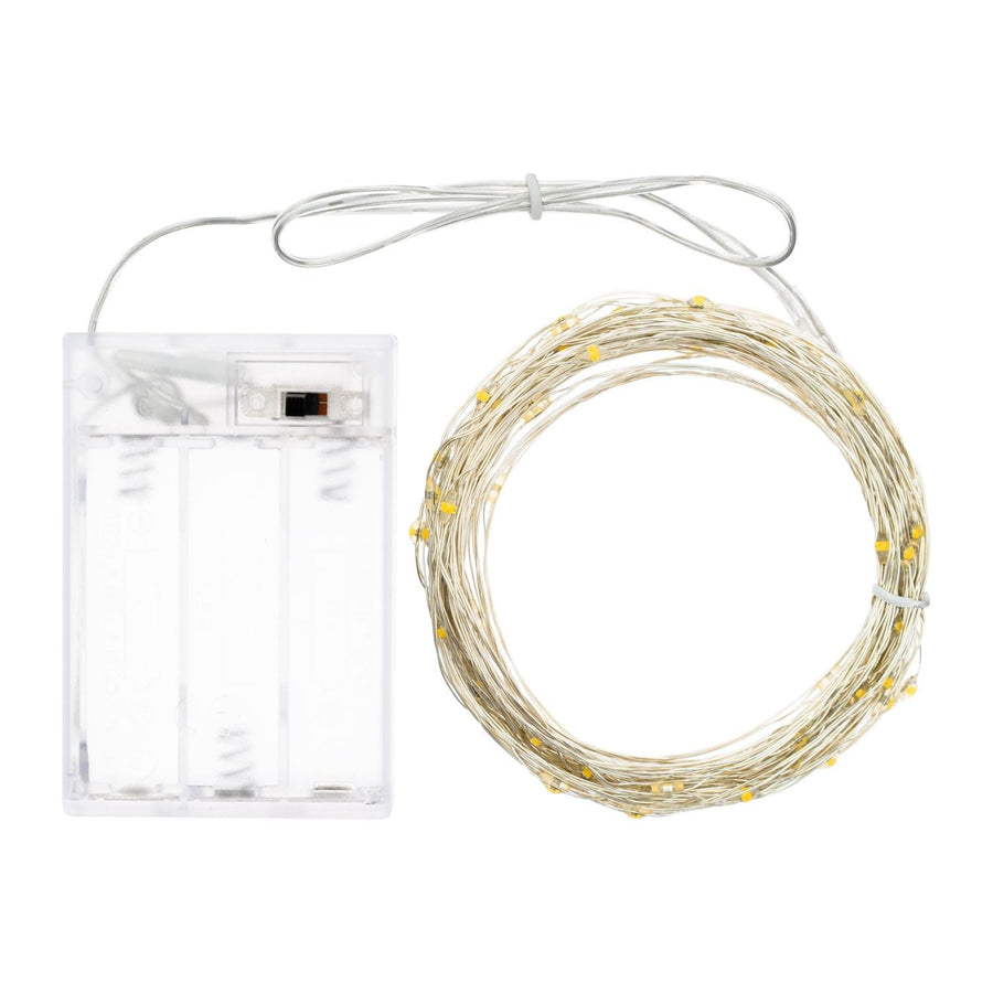 LINEAR CHAIN 10M 100 MICROLED WARM WHITE D.1.5MM BATTERY OPERATED INDOOR USE METAL CABLE A