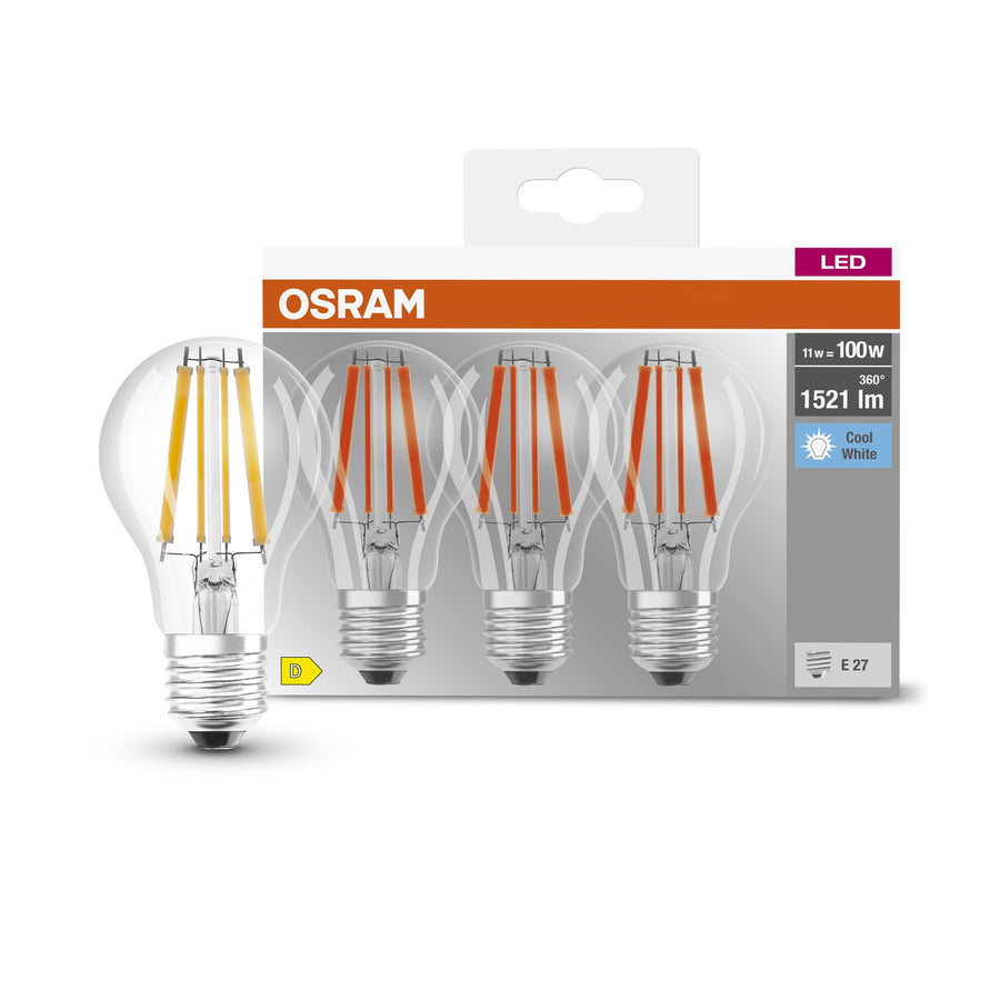 3 LED BULBS E27=100W DROP TRANSPARENT