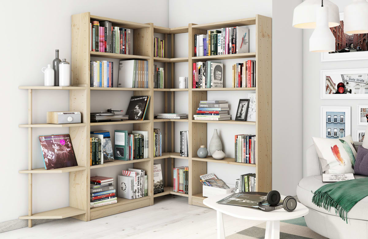 GALA SOLID PINE BOOKCASE 6 SHELVES 50 CM