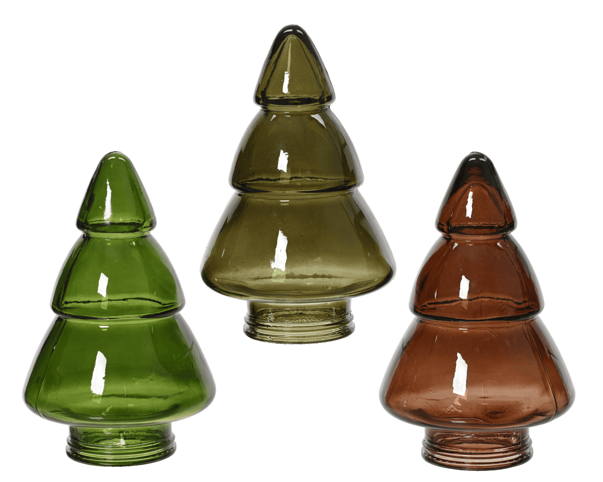 Glass Christmas tree, d9.5 x h15cm – 3 assorted colours