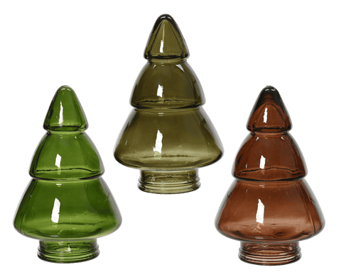 Glass Christmas tree, d9.5 x h15cm – 3 assorted colours