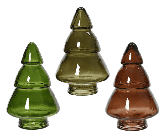 Glass Christmas tree, d9.5 x h15cm – 3 assorted colours
