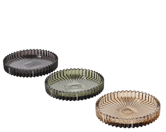 Clear glass candle holder saucer, d10 x h1.7 cm
