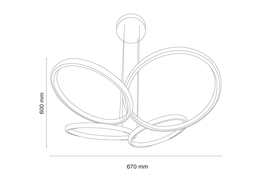 Lampadario cerkia bianco 67x55cm led 40w 3000-4000k cct con switch
