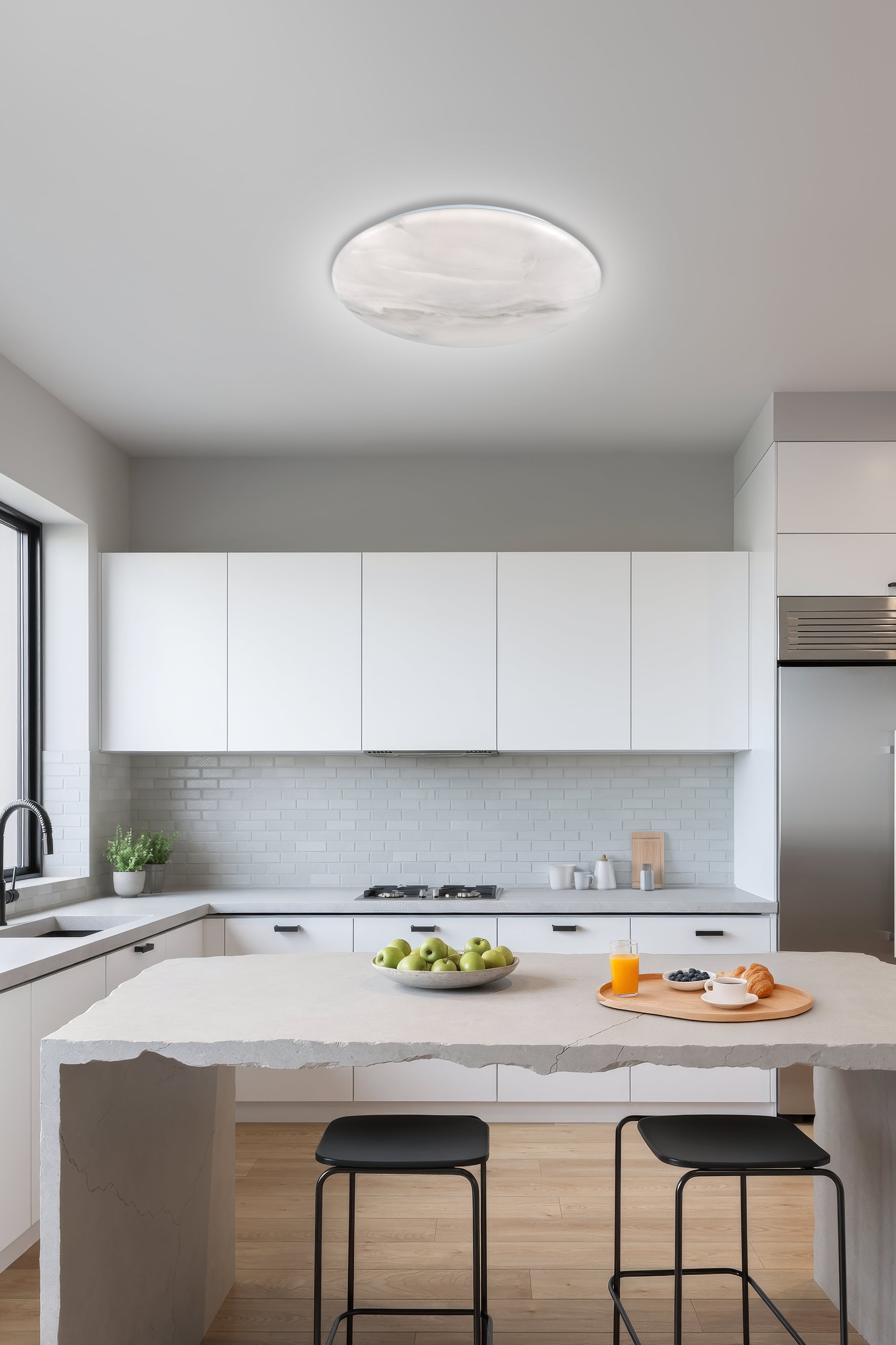 Ceiling lamp marble effect white d40 led 24w natural light