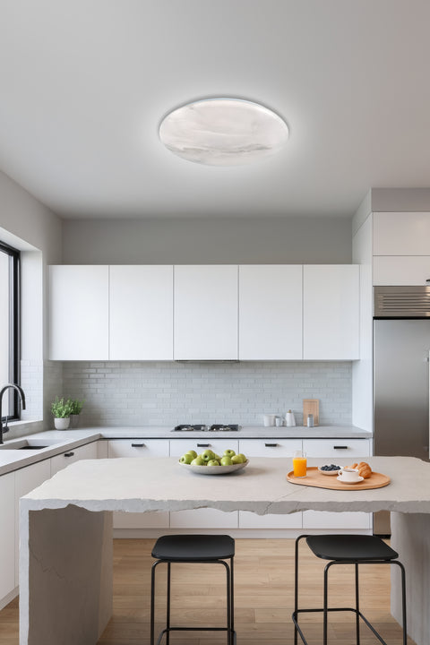 Plafoniera marble effetto marmo bianco d40 led 24w luce naturale