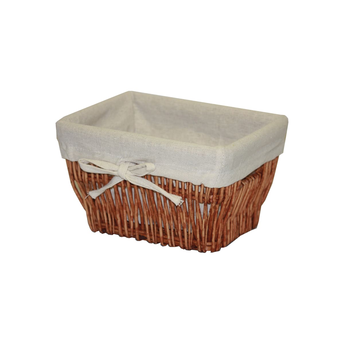 Bricocenter TOLEDO - RECTANGULAR WICKER BASKET WITH ECRU FABRIC INTERIOR - 23 X 18 X H 14 CM -