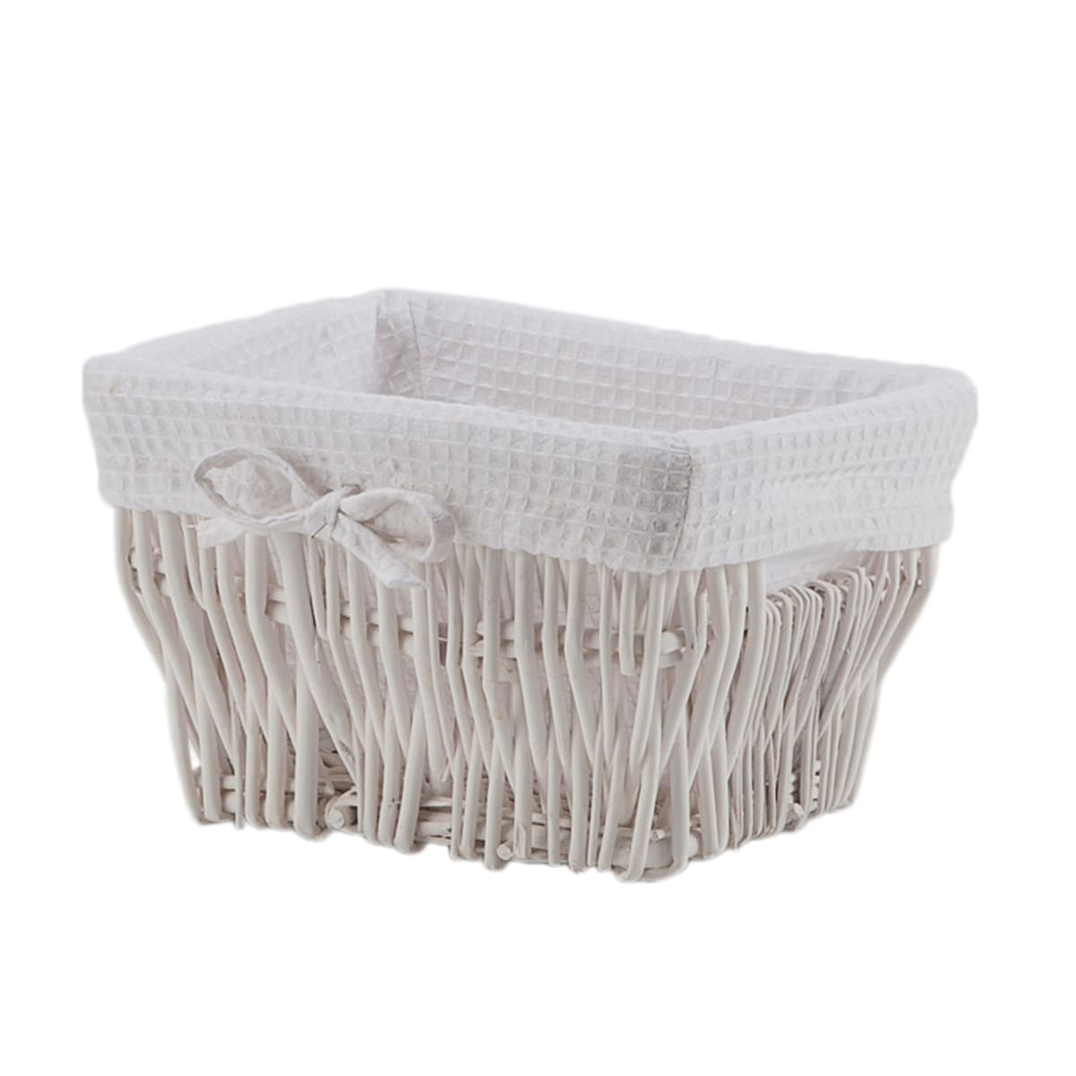 Bricocenter TOLEDO RECTANGULAR WICKER BASKET - INSIDE ECRU FABRIC - 23 X 18 X H 14 CM - WHITE