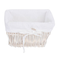 TOLEDO RECTANGULAR WICKER BASKET - INSIDE ECRU FABRIC - 23 X 18 X H 14 CM - WHITE