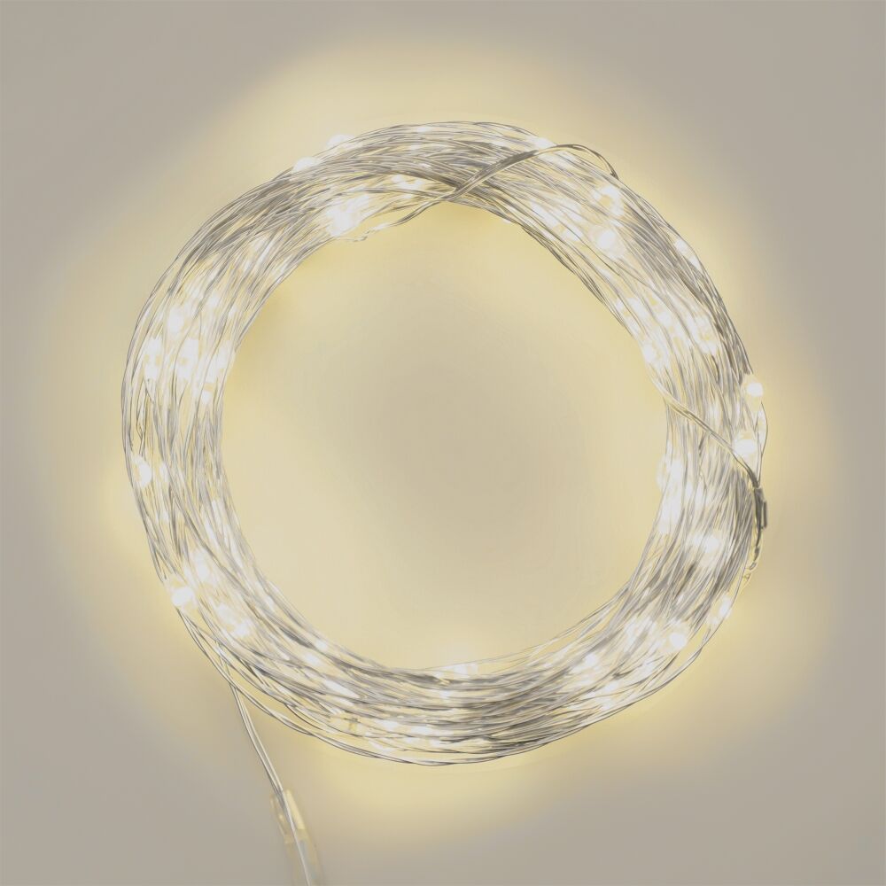 Catena 80 microled a batteria per uso esterno, 8m luce bianco caldo