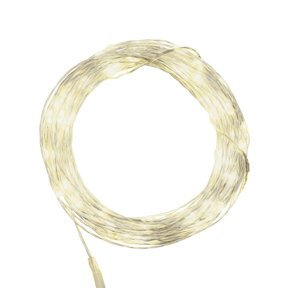 Catena 80 microled a batteria per uso esterno, 8m luce bianco caldo