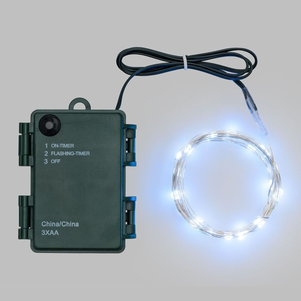 80-micro-LED battery-powered string lights for outdoor use, 8m, cool white light