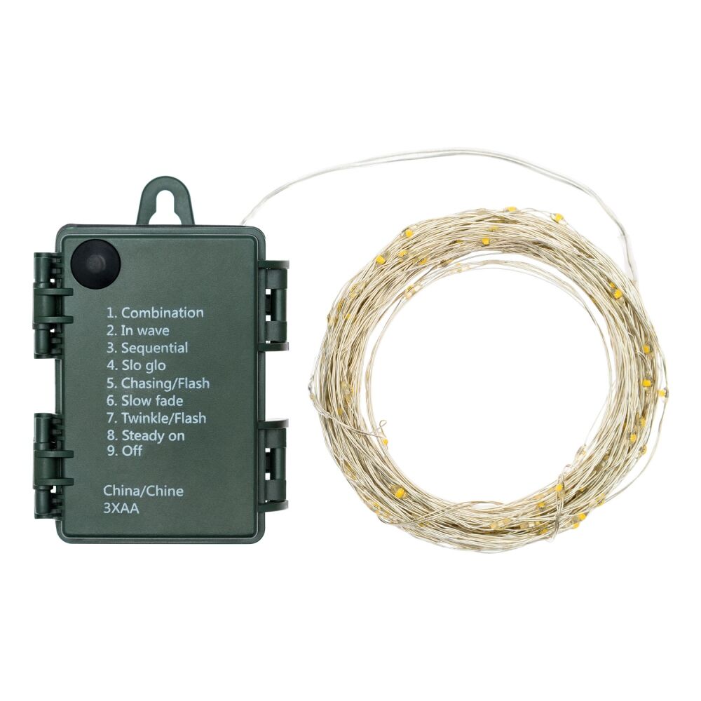 Catena 160 microled a batteria per uso esterno, 16m luce bianco caldo