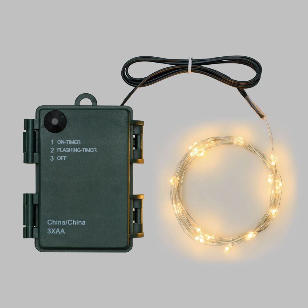 Catena 160 microled a batteria per uso esterno, 16m luce bianco caldo