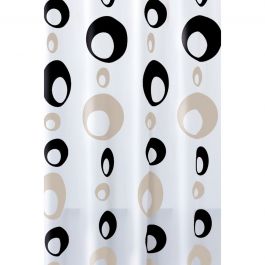 SHOWER CURTAIN BUBBLES BLACK W 180, H 200 CM VINYL