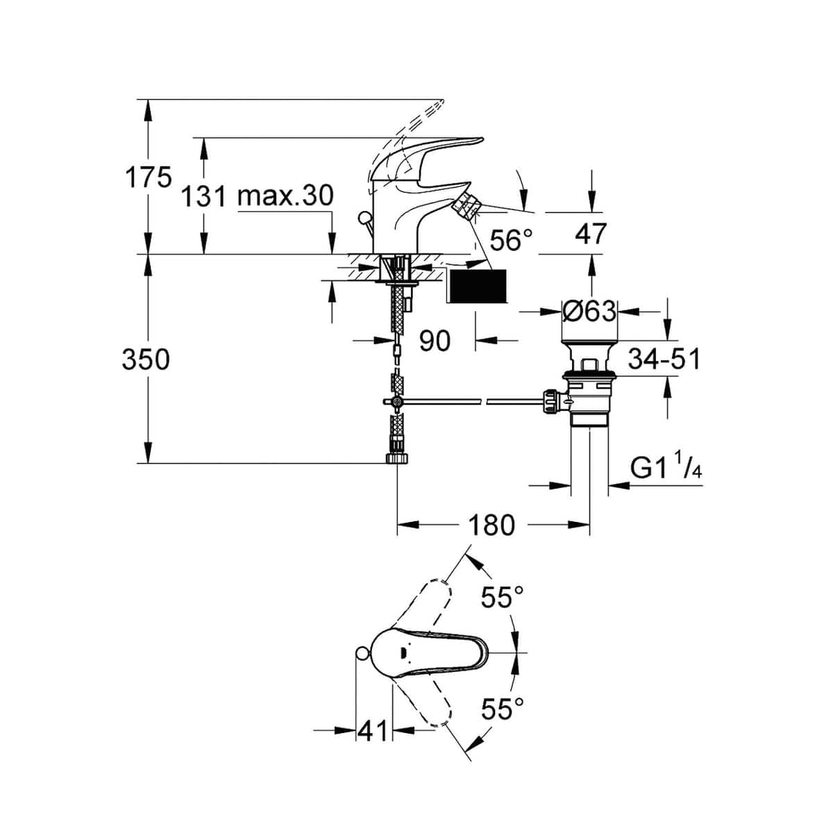 GROHE SWIFT BIDET MIXER