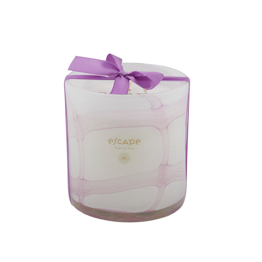 Casa ESCAPE PURPLE IRIS XL scented candle in light purple vase, H 13,5 cm - Ø 12 cm