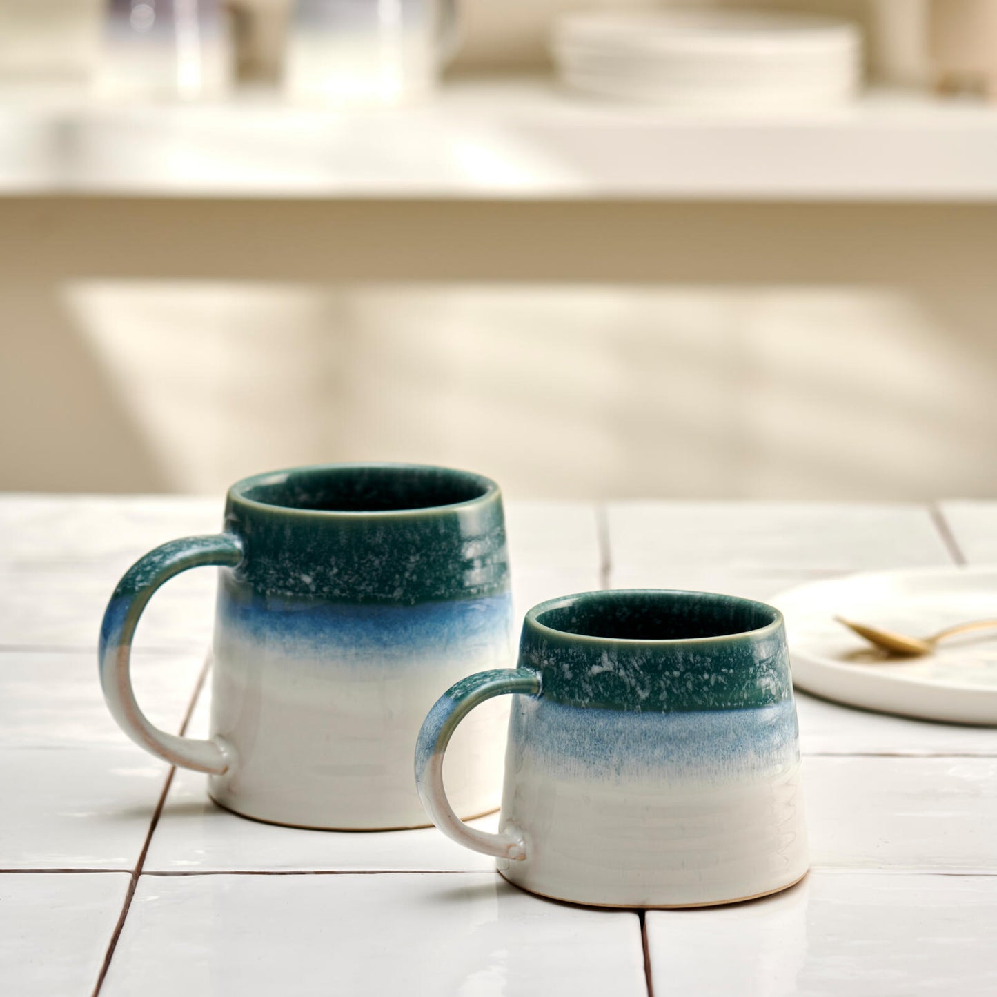 CORA Green mug - set of 4 , H 9,5 cm - Ø 13 cm