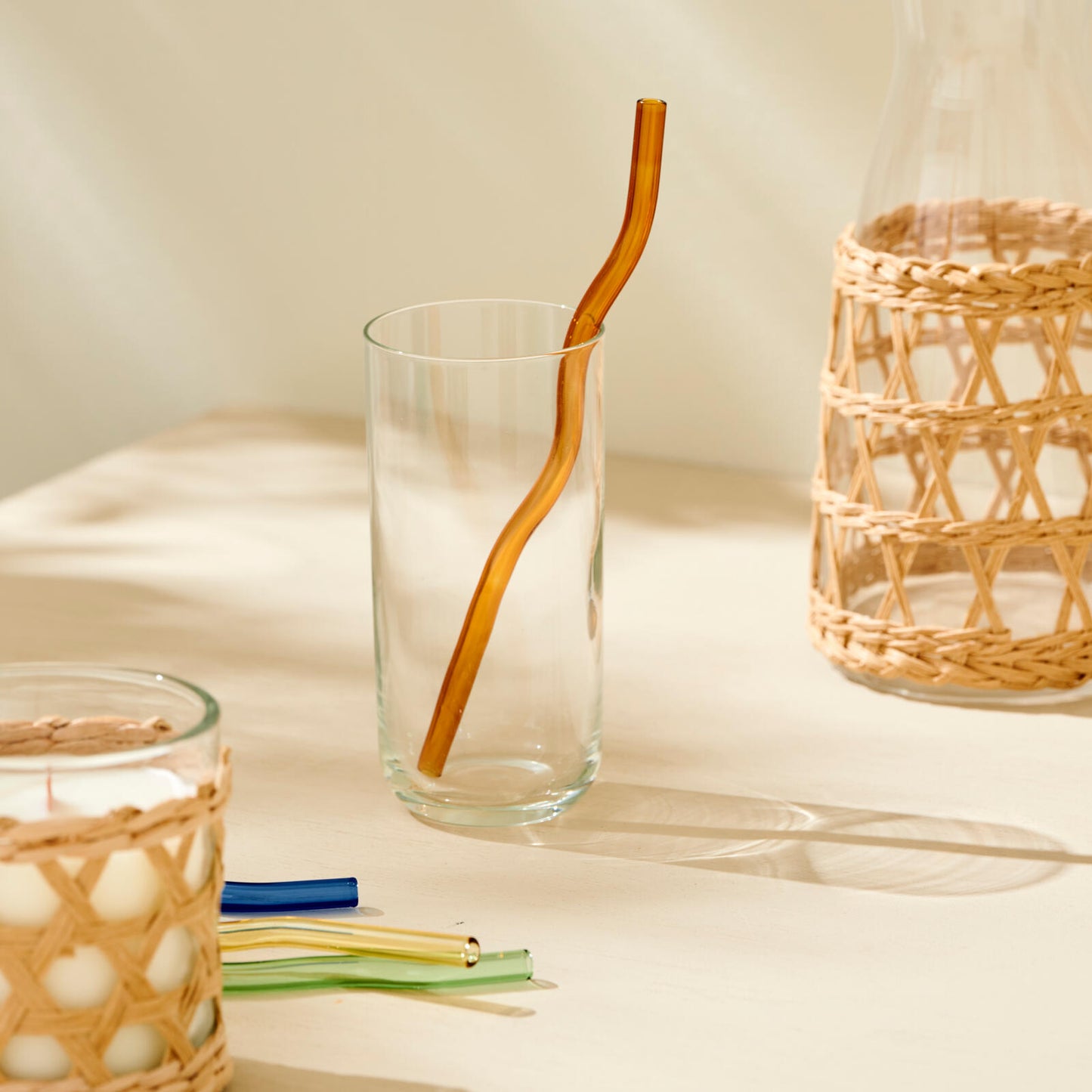 COLOR FLOW Straws set of 4 orange, yellow, green, blue, L 20 cm