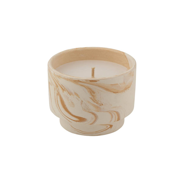 MARBLE White, orange outdoor candle, H 10,2 cm - Ø 14,2 cm