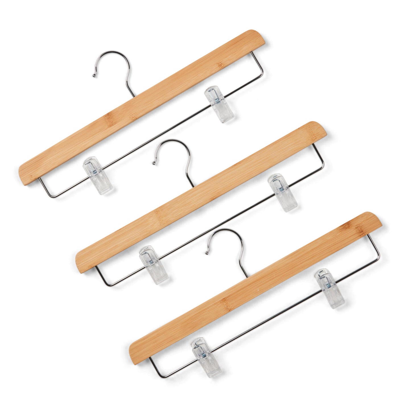 CLIP WOOD Hangers with transparent transparent clip, natural, H 15,5 x W 36,5 cm