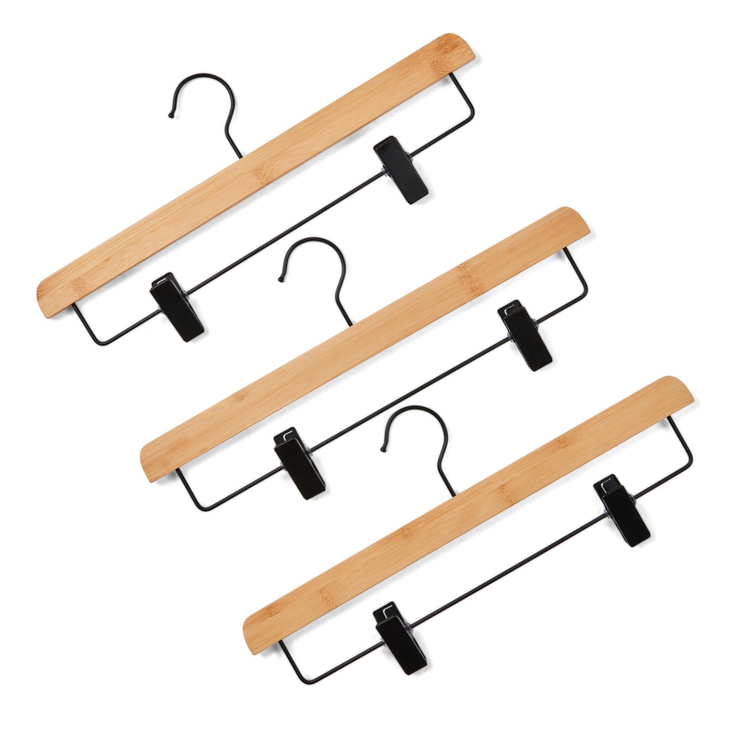 CLIP WOOD Hangers with black clip, natural, H 15,5 x W 36,5 cm