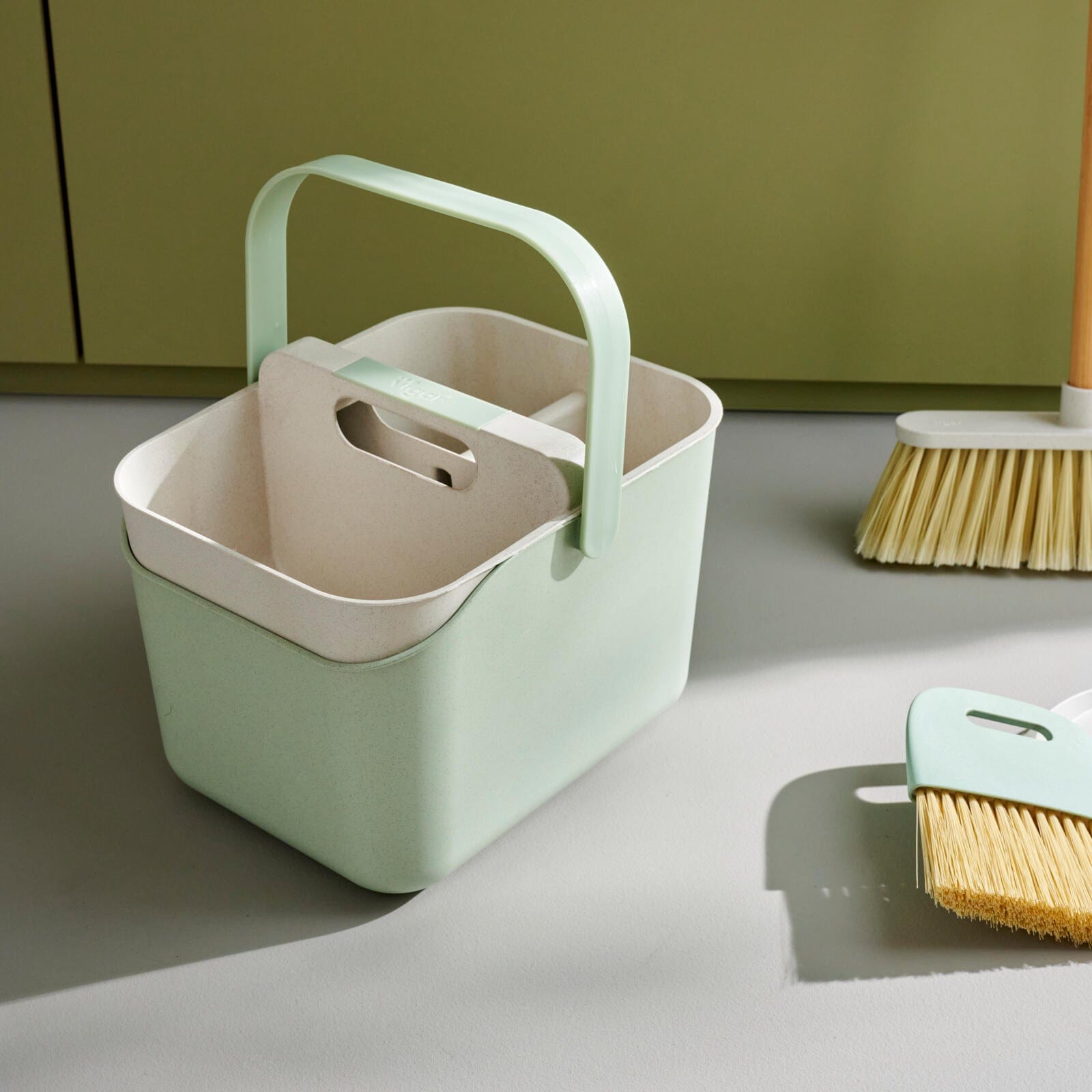 Casa JASMIN Bucket/container 2 in 1 green, H 34 x W 31 x D 24 cm