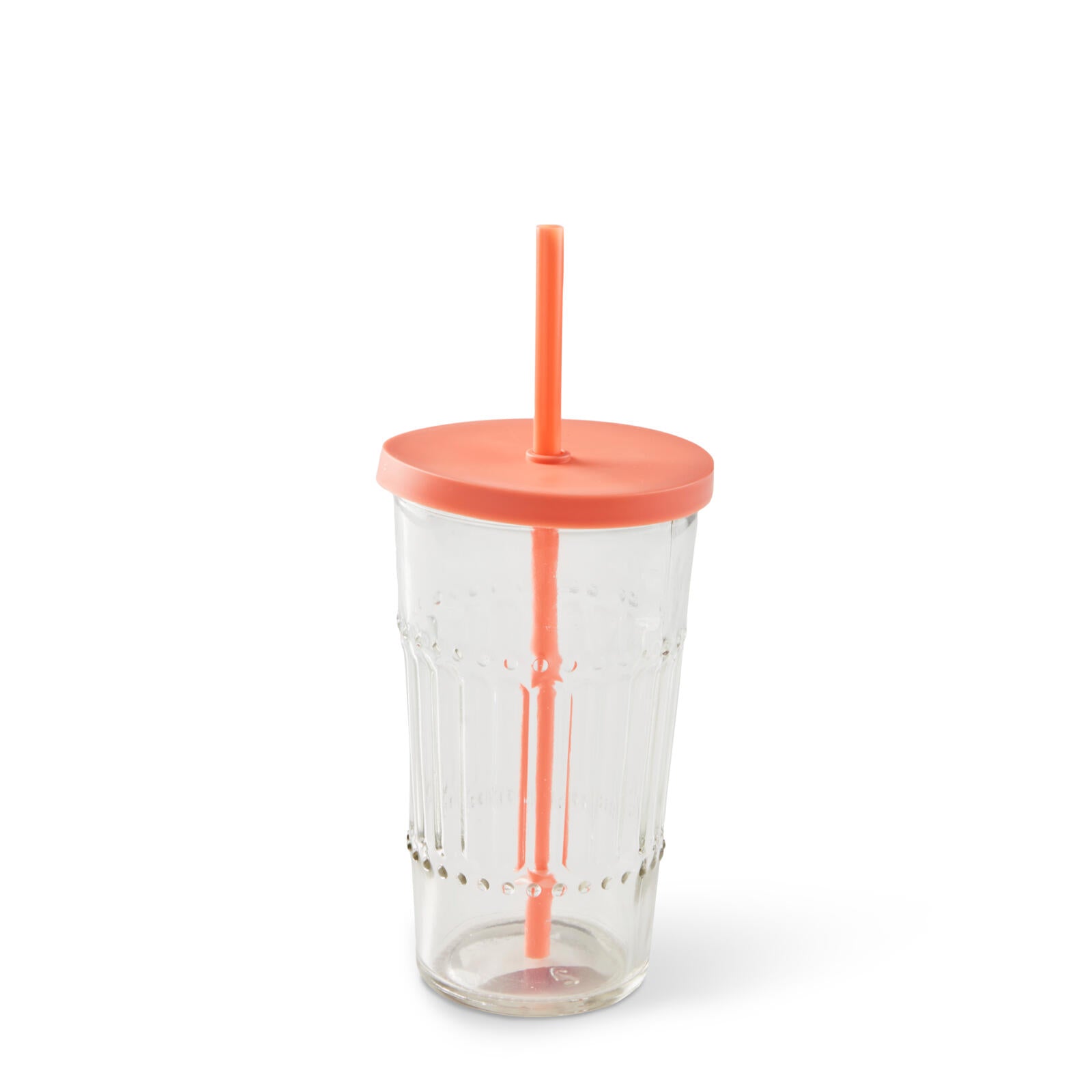 REFRESH ORANGE Glass with orange straw, H 14,5 cm - Ø 8,7 cm