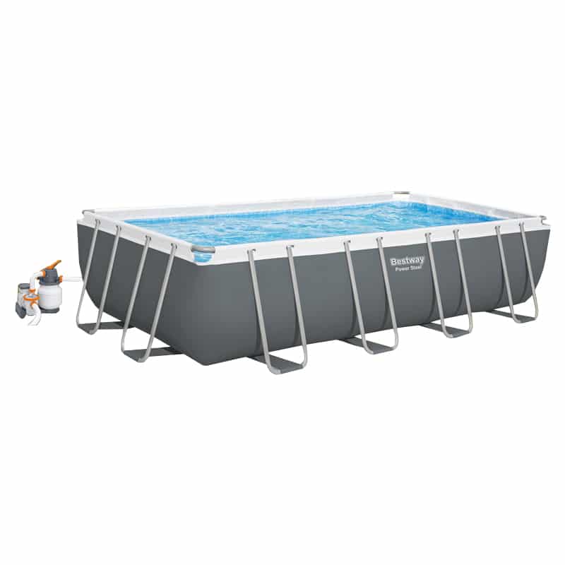 RECTANGULAR GRAY POOL 5.49MX2.74MX1.22M SAND FILTER 5.6M3/H