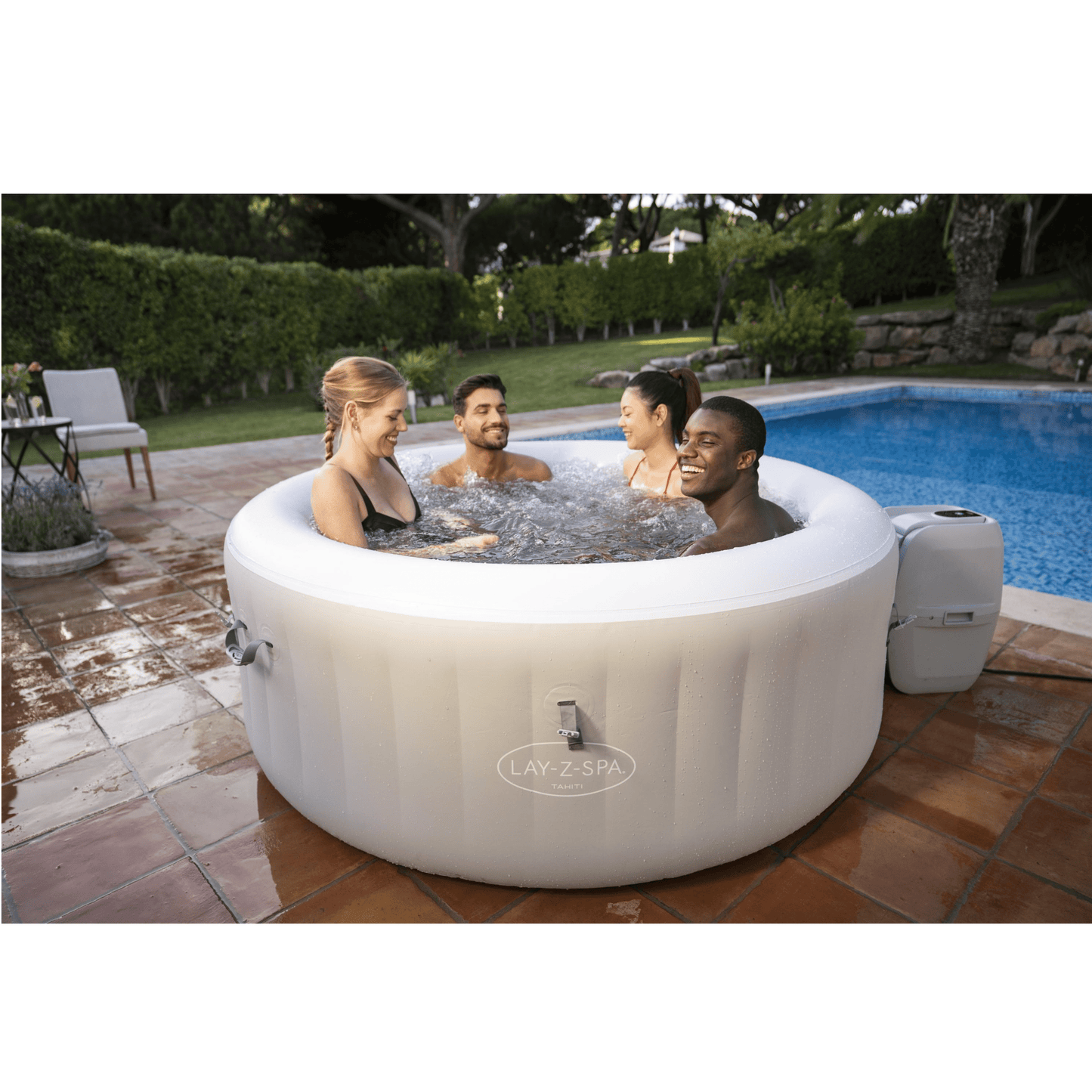 Bricocenter SPA POOL TAHITI D1.80m X 66cm, light gray, led lights 2-4 people