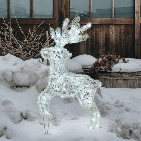 Renna galoppante thin 3d h60cm acrilico soft 120 led bianco freddo d5mm