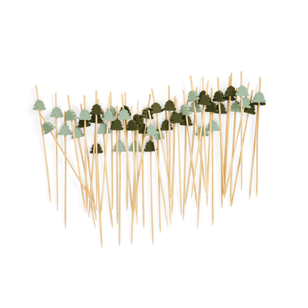 TREE Toothpick antip. set of 50 light green, dark green, H 13 cm