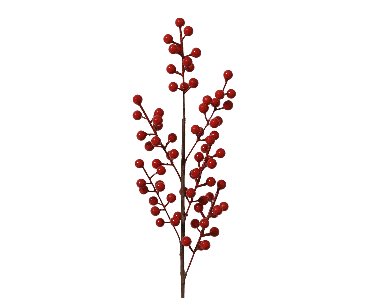 Decorative branch with berries, L3 x W8 x H58 cm, red