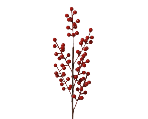 Decorative branch with berries, L3 x W8 x H58 cm, red