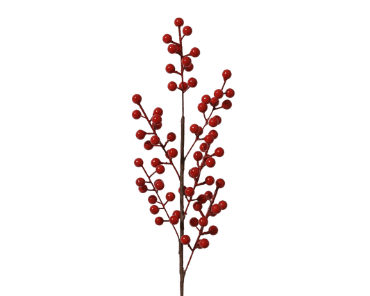 Decorative branch with berries, L3 x W8 x H58 cm, red
