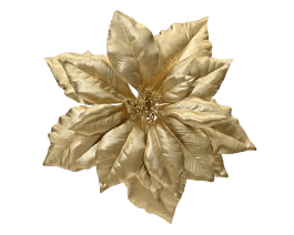 GOLD AND GLITTER POINSETTIA WITH CLIP