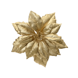 GOLD AND GLITTER POINSETTIA WITH CLIP