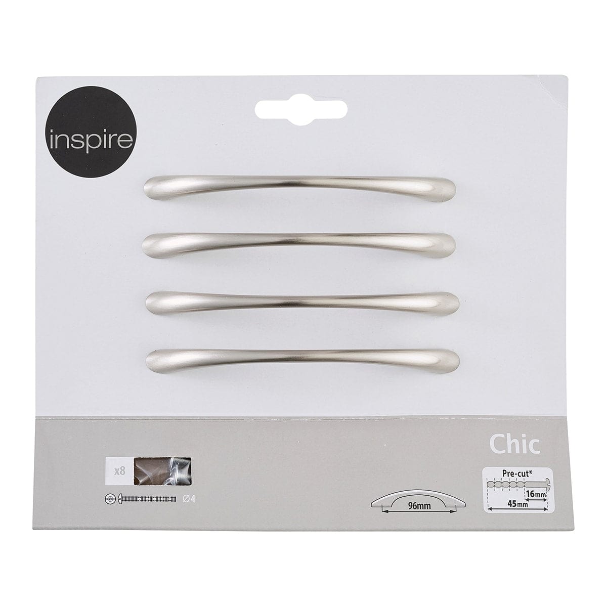 Bricocenter CHICH HANDLE LENGTH 96 MM SATIN NICKEL 2 PIECES
