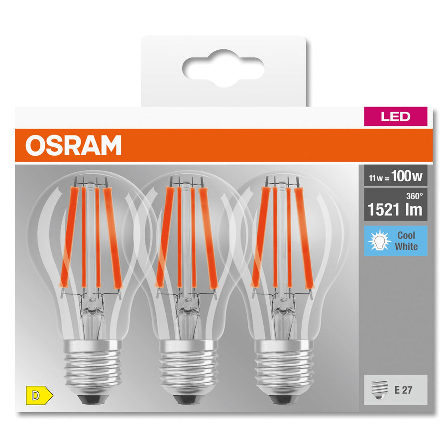 3 LED BULBS E27=100W DROP TRANSPARENT