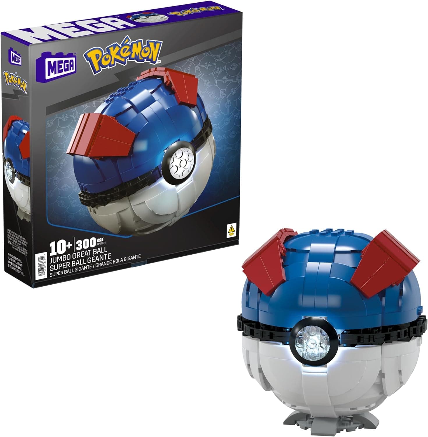 MEGA Pokémon Buildable Jumbo Great Ball with 299 Pieces and Lights - best price from Maltashopper.com HMW04