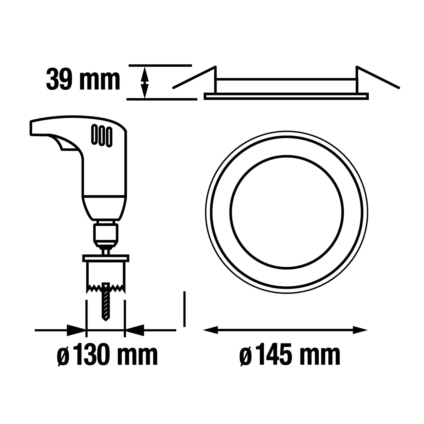 UFO RECESSED SPOTLIGHT PLASTIC WHITE D13 CM LED 12W NATURAL LIGHT
