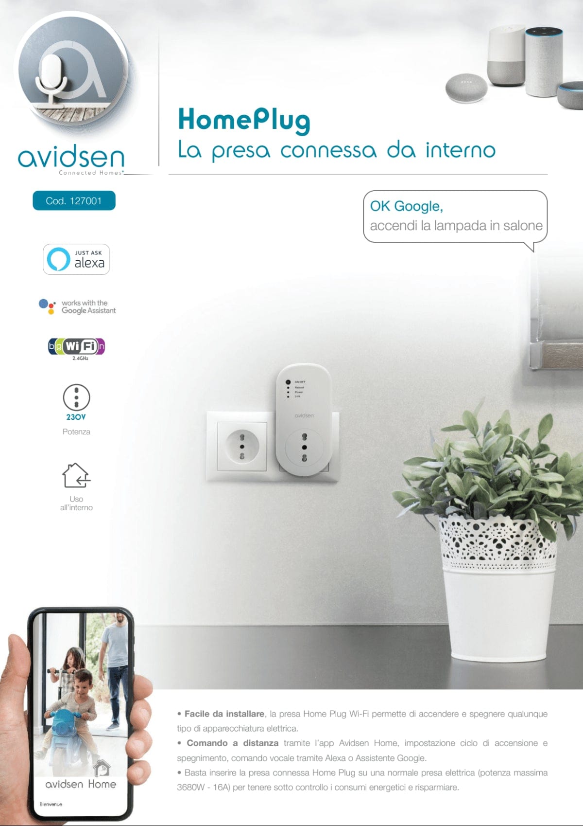Bricocenter 3600 WIFI SOCKET - COMPATIBLE WITH VOICE ASSISTANTS