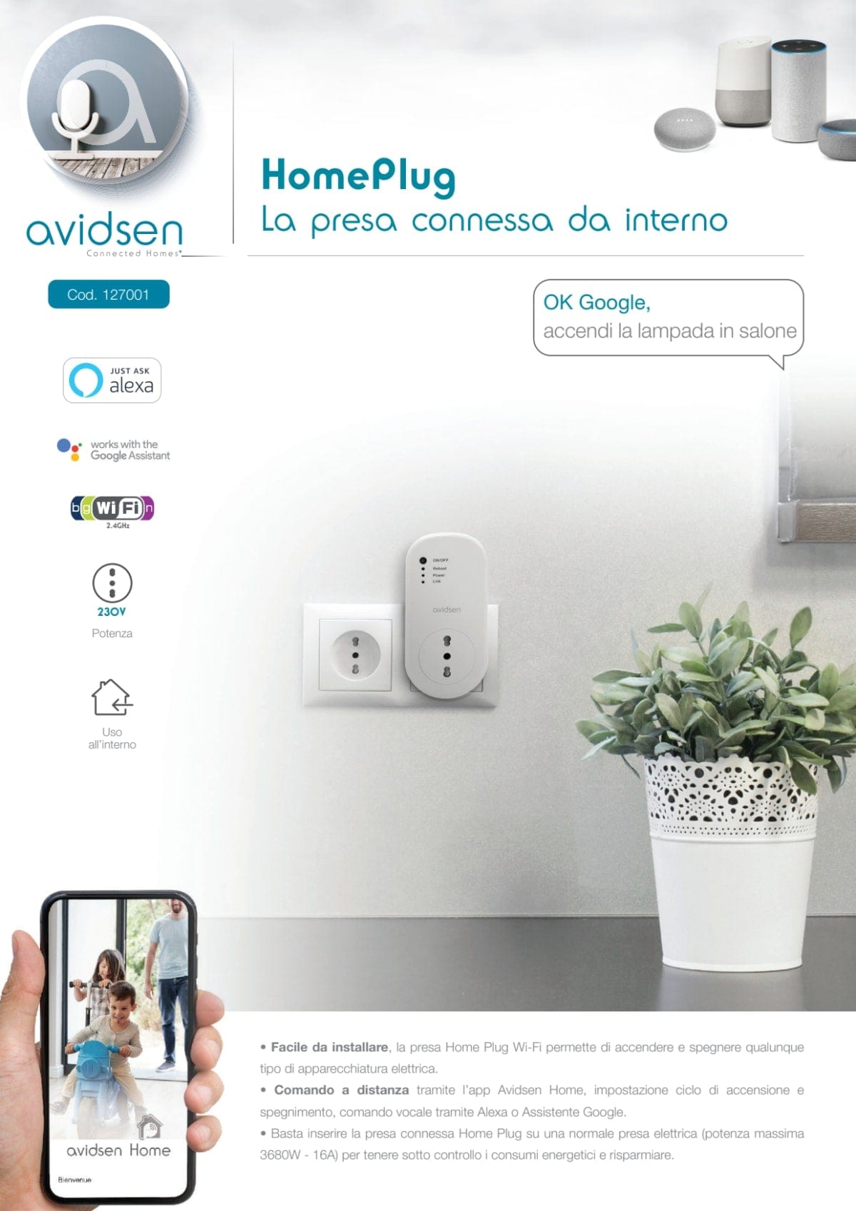 Bricocenter 3600 WIFI SOCKET - COMPATIBLE WITH VOICE ASSISTANTS