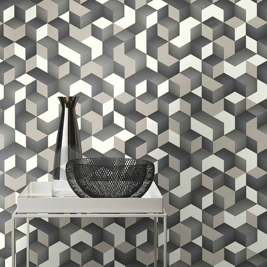 Bricocenter 3D CUBES WALLPAPER SILVER 53CMX10.5M