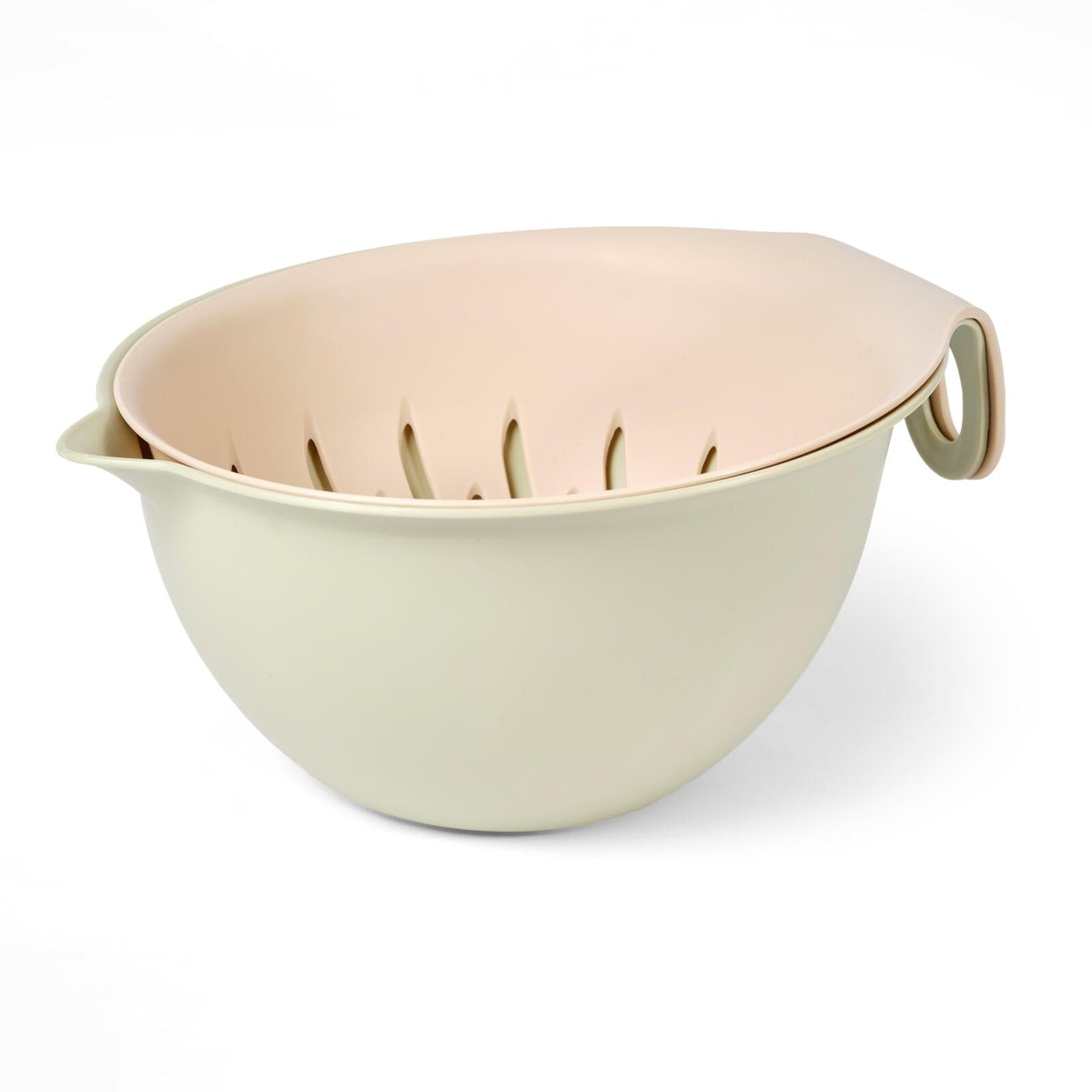 Casa CUISINO Bowl and colander 2 in 1 mint, sand, H 21 x W 28 x D 11,5 cm